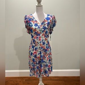 Calvin Klein Floral Midi Dress - Blue and Red